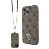 Guess iPhone 12/12 Pro Mobilskal Crossbody Metall Logo - Brun