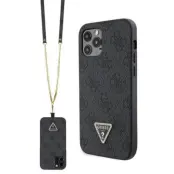 Guess iPhone 12/12 Pro Mobilskal Crossbody Metall Logo - Svart