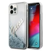 Guess Skal iPhone 12 & 12 Pro Glitter Vintage Script - Blå