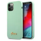 Guess Skal iPhone 12 & 12 Pro Metal Logo Script - Grön