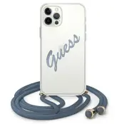 Guess Skal iPhone 12 & 12 Pro Script Vintage Strap - Blå