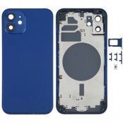 iPhone 12 Komplett Baksida i Glas med Ram - Blå