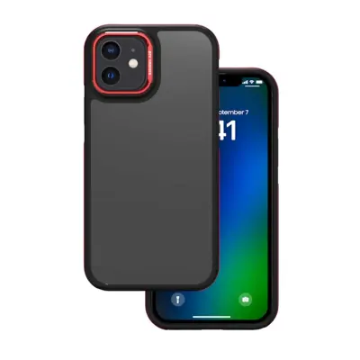 iPhone 12/12 Pro Mobilskal Crystal Black - Röd