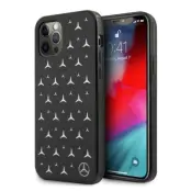 Mercedes Silver Stars Pattern Skal iPhone 12 / 12 Pro - Svart