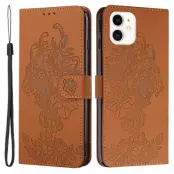 Tiger Flower Plånboksfodral till iPhone 12 & 12 Pro - Brun