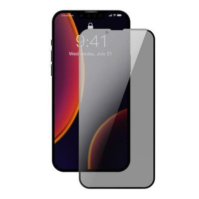 [2-Pack] Baseus iPhone 13 Mini Härdat glas Anti Spy - Svart Frame