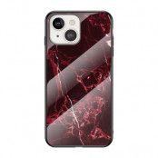 Anti-Scratch Härdat Glas Skärmskydd skal iPhone 13 mini - Röd Marble