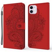 Blommor iPhone 13 Mini Plånboksfodral - Röd