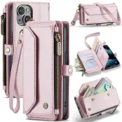 CASEME Plånboksfodral Konstläder för iPhone 13 mini med kortfack - Rosa