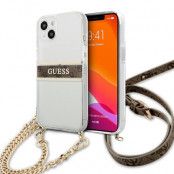 Guess 4g Brun Strap Gold Chain Skal iPhone 13 Mini - Transparent