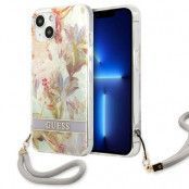 Guess iPhone 13 Mini Skal Flower Strap - Lila