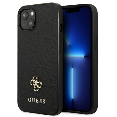 Guess iPhone 13 Mini Skal Saffiano Small Metal Logo - Svart