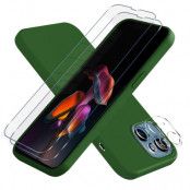 iPhone 13 Mini [5-PACK] 1 X Skal - 2 X Kameralinsskydd - 2 X Härdat Glas - Grön