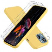 iPhone 13 Mini [5-PACK] 1 X Skal - 2 X Kameralinsskydd - 2 X Härdat Glas - Gul