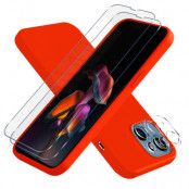 iPhone 13 Mini [5-PACK] 1 X Skal - 2 X Kameralinsskydd - 2 X Härdat Glas - Röd