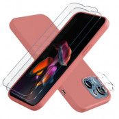 iPhone 13 Mini [5-PACK] 1 X Skal - 2 X Linsskydd - 2 X Härdat Glas - Rosa