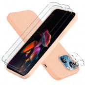 iPhone 13 Mini [5-PACK] 1 X Skal - 2 X Kameralinsskydd - 2 X Härdat Glas - Rosa