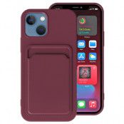 iPhone 13 Mini Skal med Kortfack - Rödbrun
