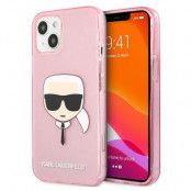Karl Lagerfeld Glitter Karl`s Head Skal iPhone 13 Mini - Rosa