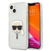Karl Lagerfeld Glitter Karl`s Head Skal iPhone 13 Mini - Silver