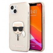 Karl Lagerfeld iPhone 13 Mini Skal Glitter Karl`s Head - Guld