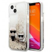 Karl Lagerfeld iPhone 13 Mini Skal Liquid Glitter Karl & Choupette - Guld