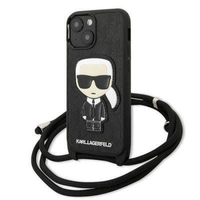Karl Lagerfeld iPhone 13 mini Skal Monogram Patch and Cord Iconik - Svart