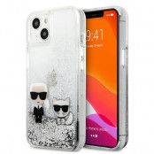 Karl Lagerfeld Liquid Glitter Karl & Choupette Skal iPhone 13 Mini - Silver