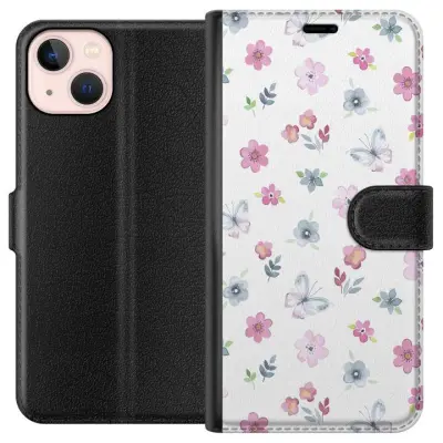 Plånboksfodral till Apple iPhone 13 mini med Blommor och fjärillar