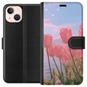 Plånboksfodral till Apple iPhone 13 mini med Rosa Tulpaner