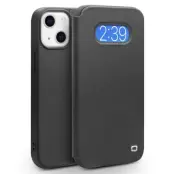 QIALINO iPhone 13 Mini Fodral Äkta Läder Cowhide - Svart