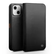 Qialino iPhone 13 Mini Plånboksfodral Cowhide Äkta Läder