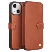Qialino iPhone 13 Mini Plånboksfodral Cowhide Läder - Brun