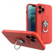 Ring Silicone Finger Grip Skal iPhone 13 Mini - Röd