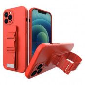 Rope Gel Airbag Skal Med Lanyard iPhone 13 Mini - Röd