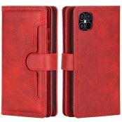 Äkta Läder Plånboksfodral iPhone 13 Pro Max Multiple Card Slots - Röd