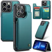 CASEME C22 iPhone 13 Pro Max Fodral Läder med RFID Grön