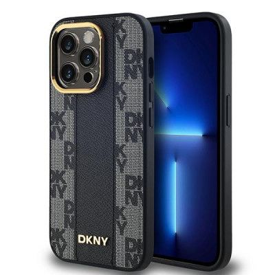 DKNY Mobilskal till iPhone 13 Pro Max MagSafe Läder Checkered Mono - Svart