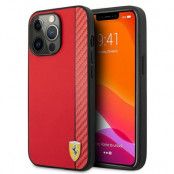 Ferrari Skal iPhone 13 Pro Max On Track Carbon Stripe - Röd