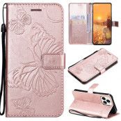 Fjärilar Plånboksfodral iPhone 13 Pro Max - Rose Gold