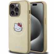 Hello Kitty iPhone 13 Pro Max Mobilskal Magsafe Läder Kitty Head - Guld