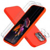 iPhone 13 Pro Max [5-PACK] 1 X Skal, 2 X Kameralinsskydd, 2 X Härdat Glas, Röd