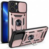 iPhone 13 Pro Max Skal med Ringhållare Hybrid Armor Camshield - Rosa