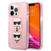 Karl Lagerfeld Glitter Karl`s & Choupette Skal iPhone 13 Pro Max - Rosa