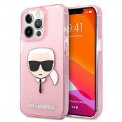 Karl Lagerfeld Glitter Karl`s Head Skal iPhone 13 Pro Max - Rosa