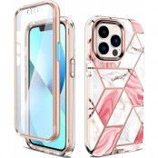 Marble Grid 360° Skal iPhone 13 Pro Max - Rosa