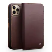 Qialino iPhone 13 Pro Max Plånboksfodral Äkta läder - Brun