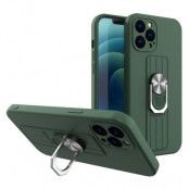 Ring Silicone Finger Grip Stand Skal iPhone 13 Pro Max - Mörk Grön