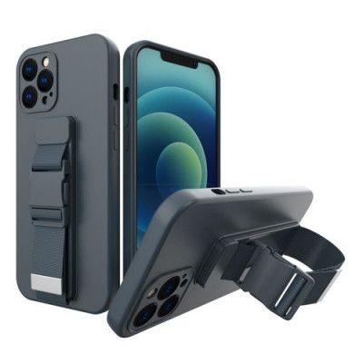 Rope Gel Airbag Skal Med Lanyard iPhone 13 Pro Max - Marin Blå