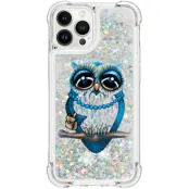 Trolsk Mobilskal med Flytande Glitter - Uggla (iPhone 13 Pro Max)